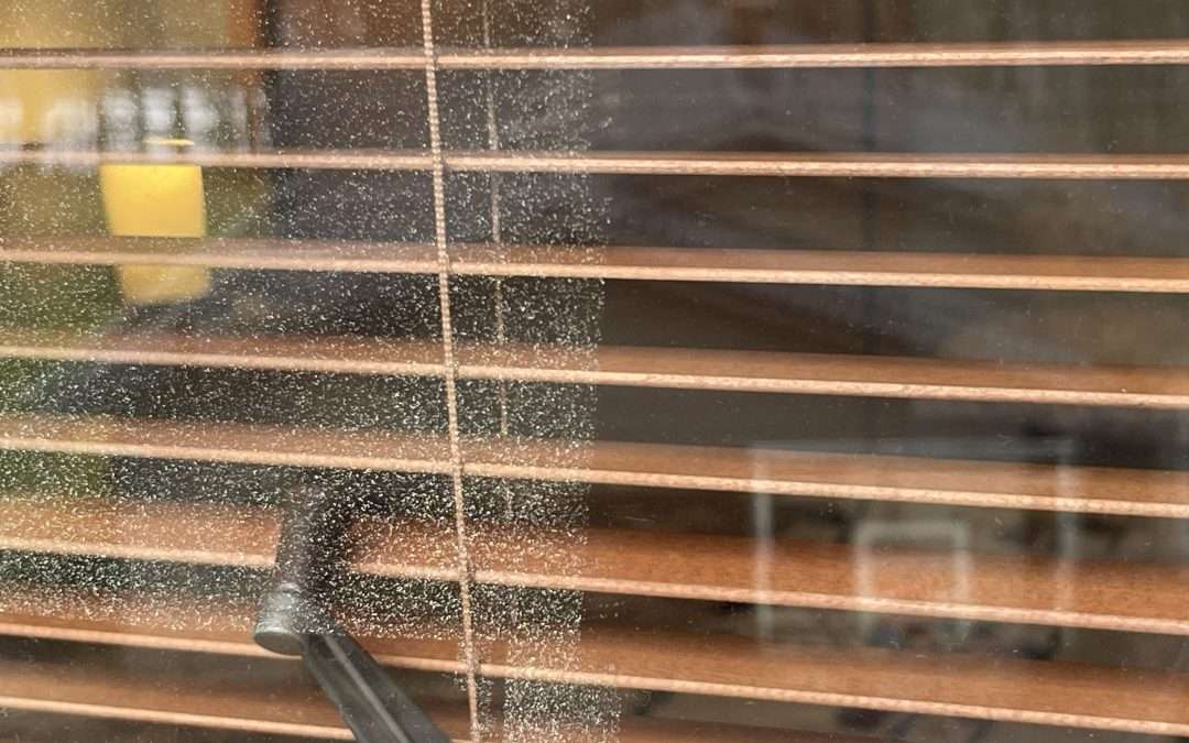 Cleaning a window with paint overspray
