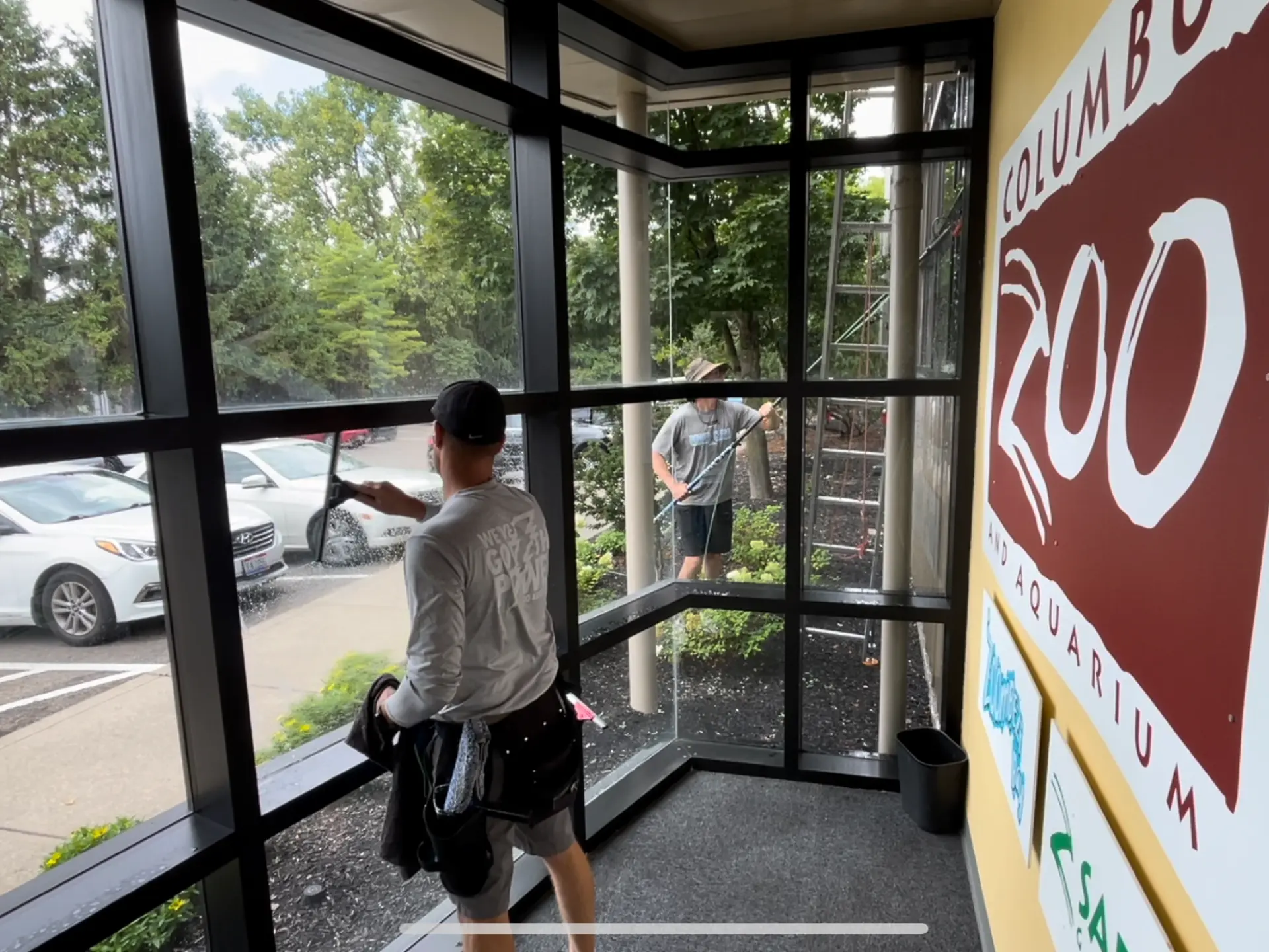 Window Cleaning at the Columbus Zoo Power Clean technicians cleaning the windows at the Columbus Zoo in Columbus, OH