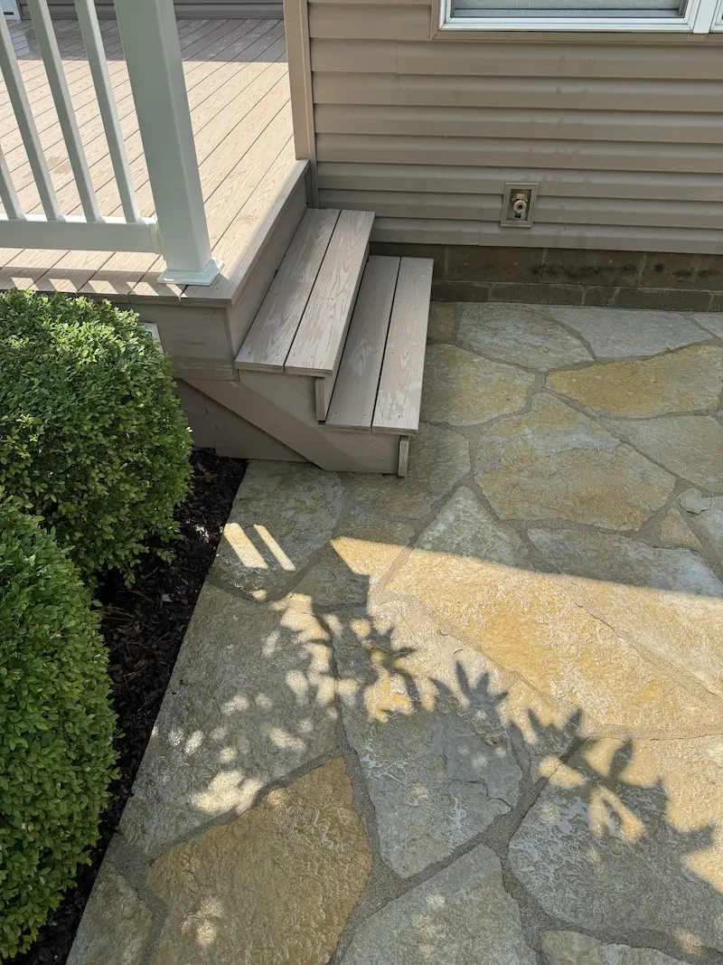 stone walkway after being pressure washed by power clean