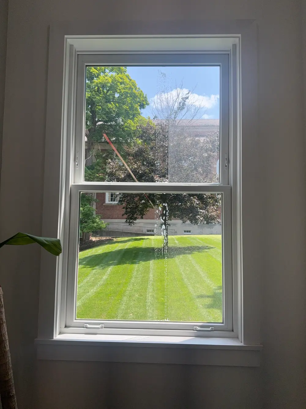 Window before cleaning by a power clean technician