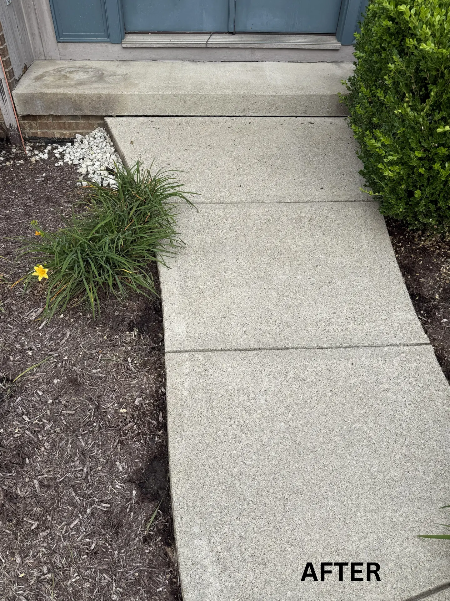 concrete entryway after being pressure washed by power clean