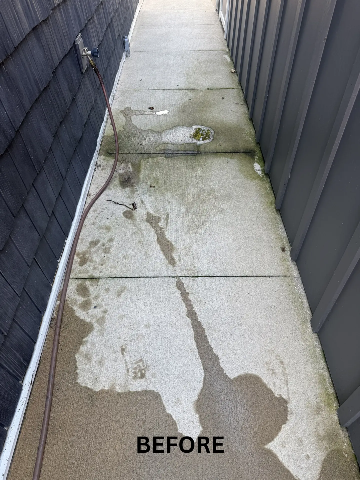 Concrete walkway in heron bay Thornville before being pressure washed by power clean