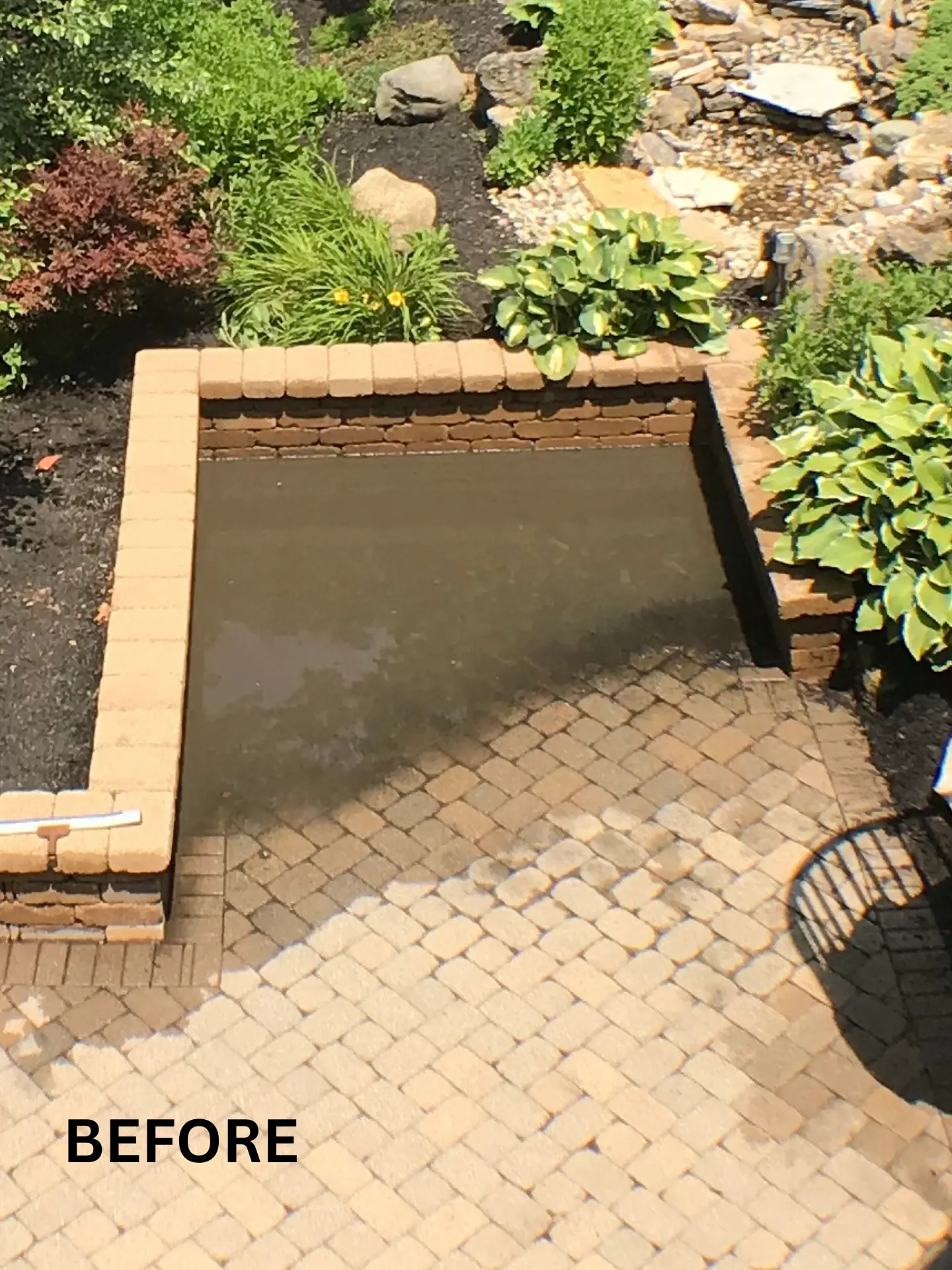 stone-pavers-before-pressure-washed Dirty muddy stone pavesrs before being professionally pressure washed